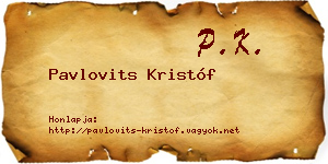 Pavlovits Kristóf névjegykártya