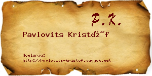 Pavlovits Kristóf névjegykártya